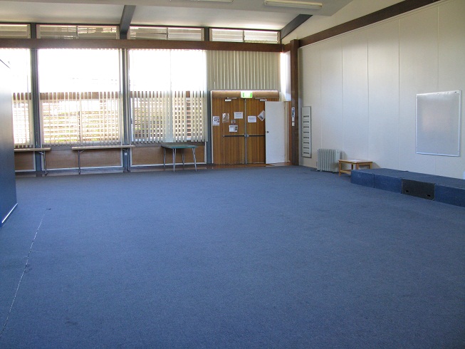 Pearce Community Centre south hall - blue carpet on floor