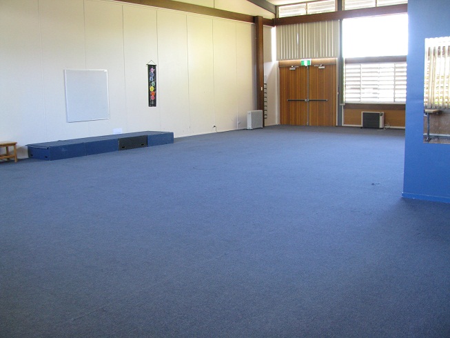 Pearce Community Centre south hall - blue carpet on floor